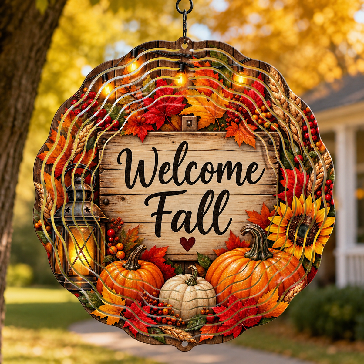 Fall Wind Spinner – 8” Autumn Metal Yard & Porch Decor