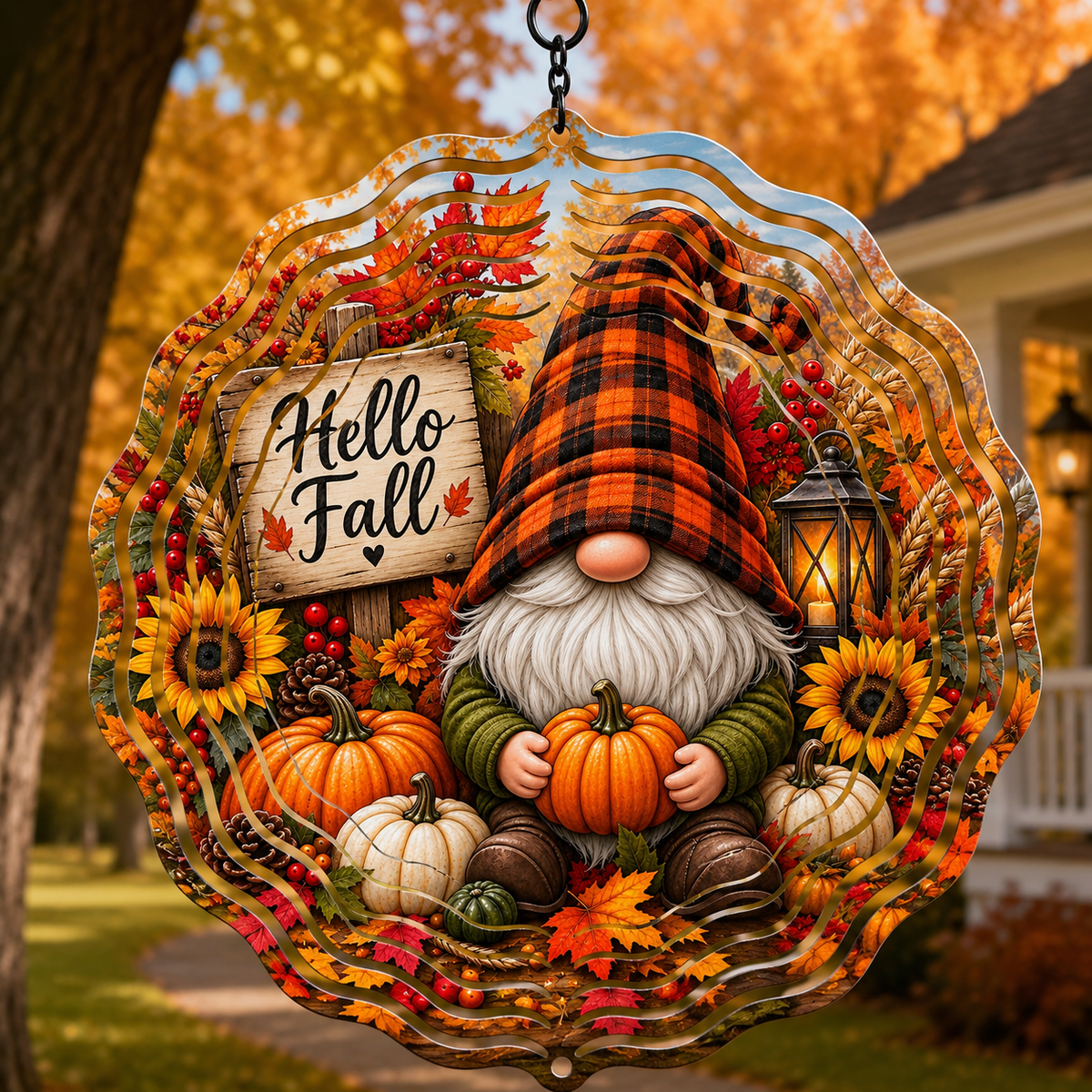 Fall Wind Spinner – 8” Autumn Metal Yard & Porch Decor