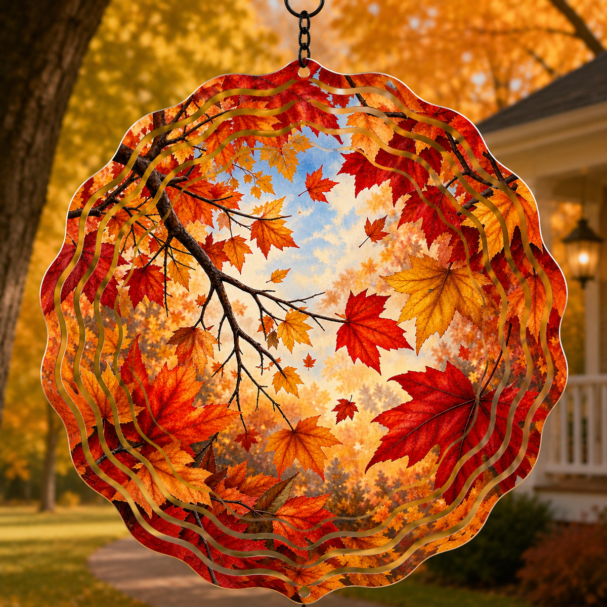 Fall Wind Spinner – 8” Autumn Metal Yard & Porch Decor