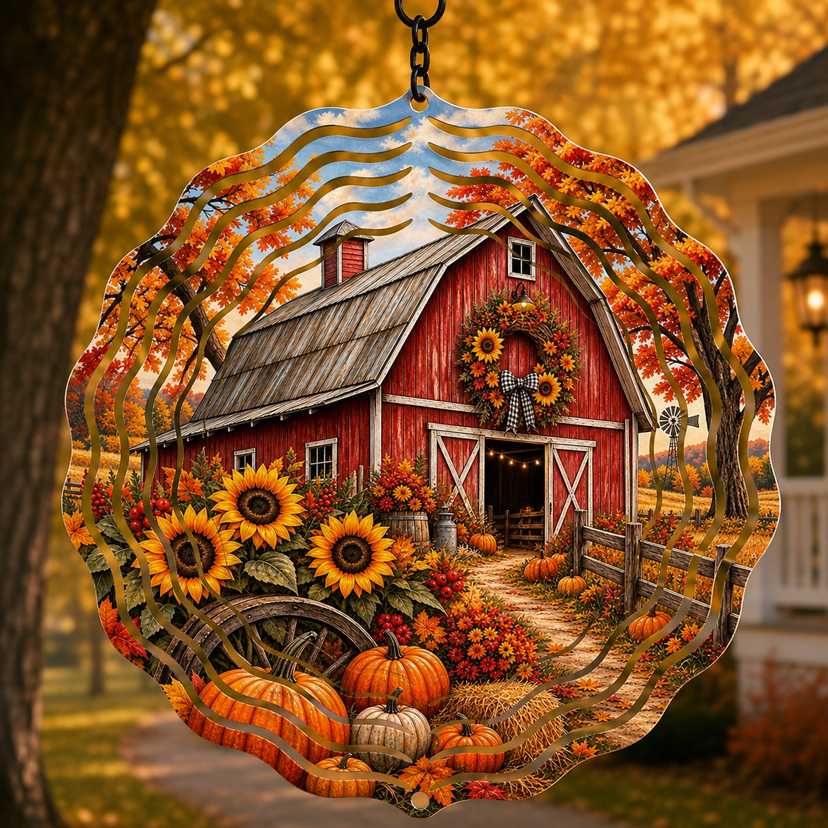 Fall Wind Spinner – 8” Autumn Metal Yard & Porch Decor