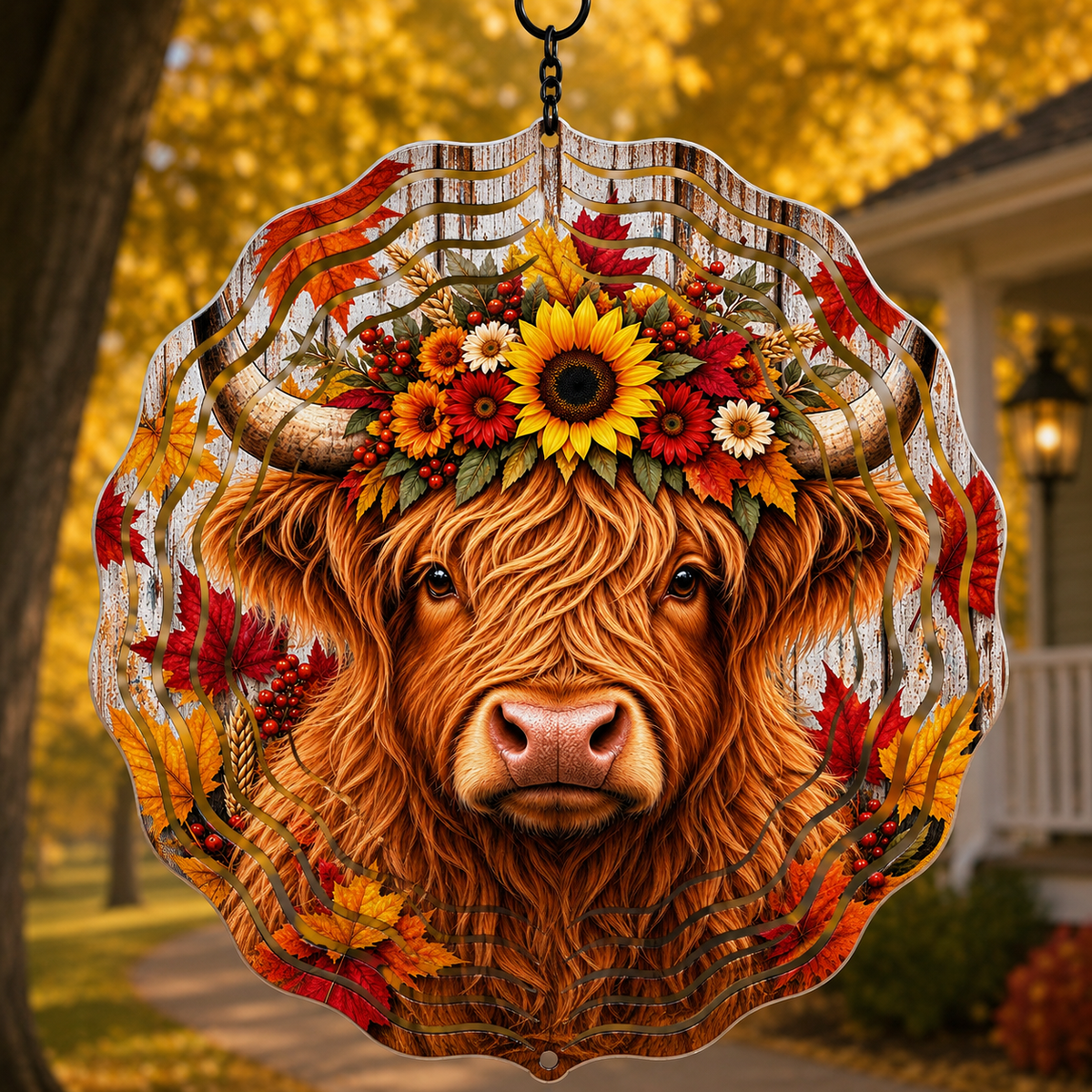 Fall Wind Spinner – 8” Autumn Metal Yard & Porch Decor