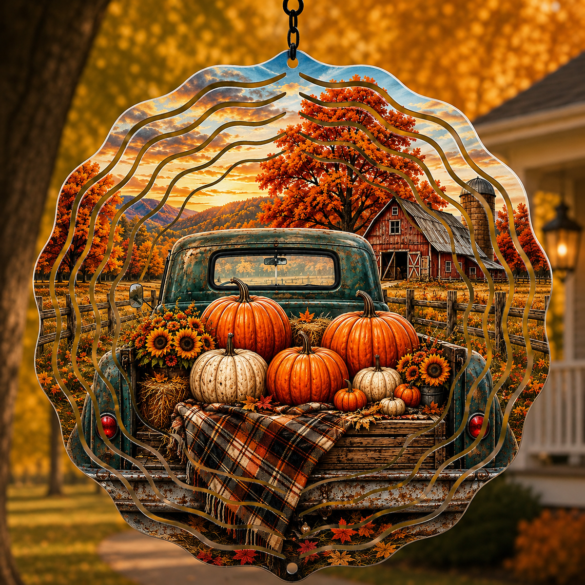 Fall Wind Spinner – 8” Autumn Metal Yard & Porch Decor