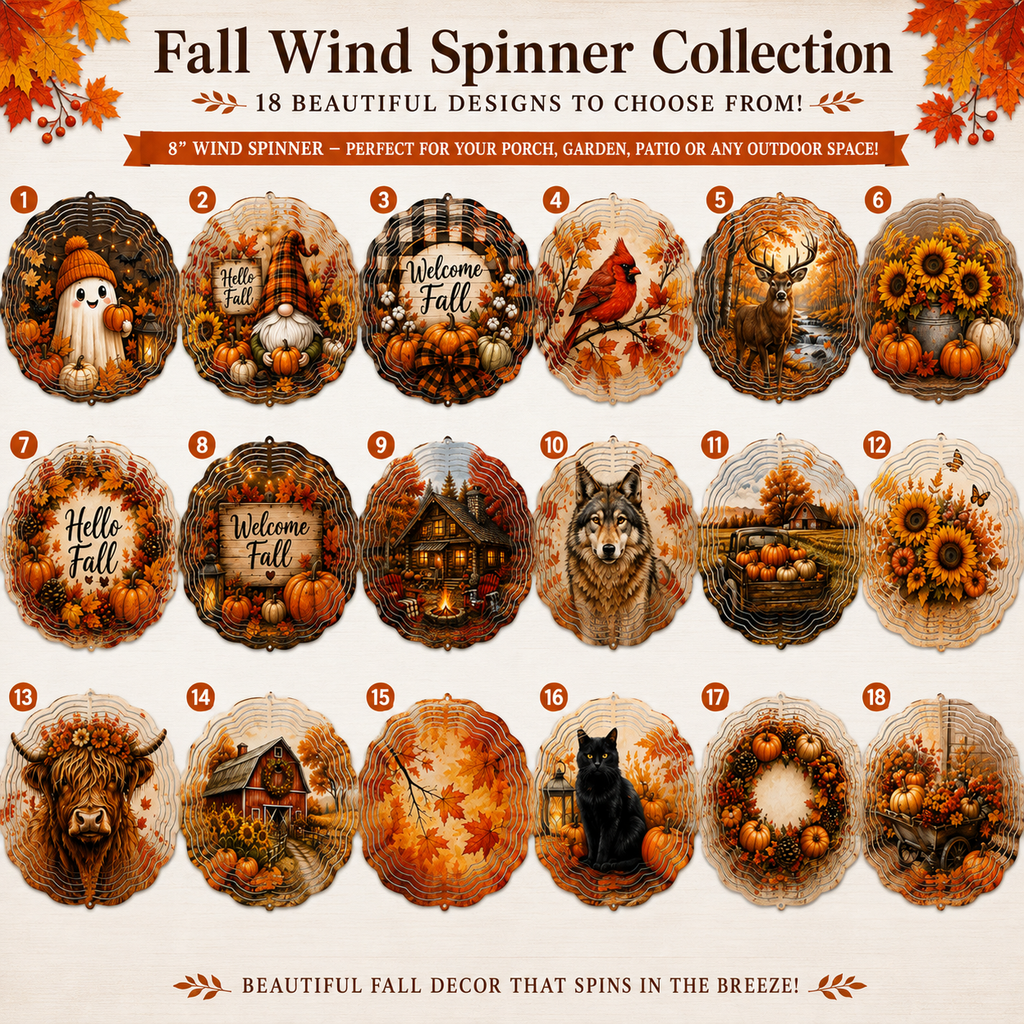 Fall Wind Spinner – 8” Autumn Metal Yard & Porch Decor