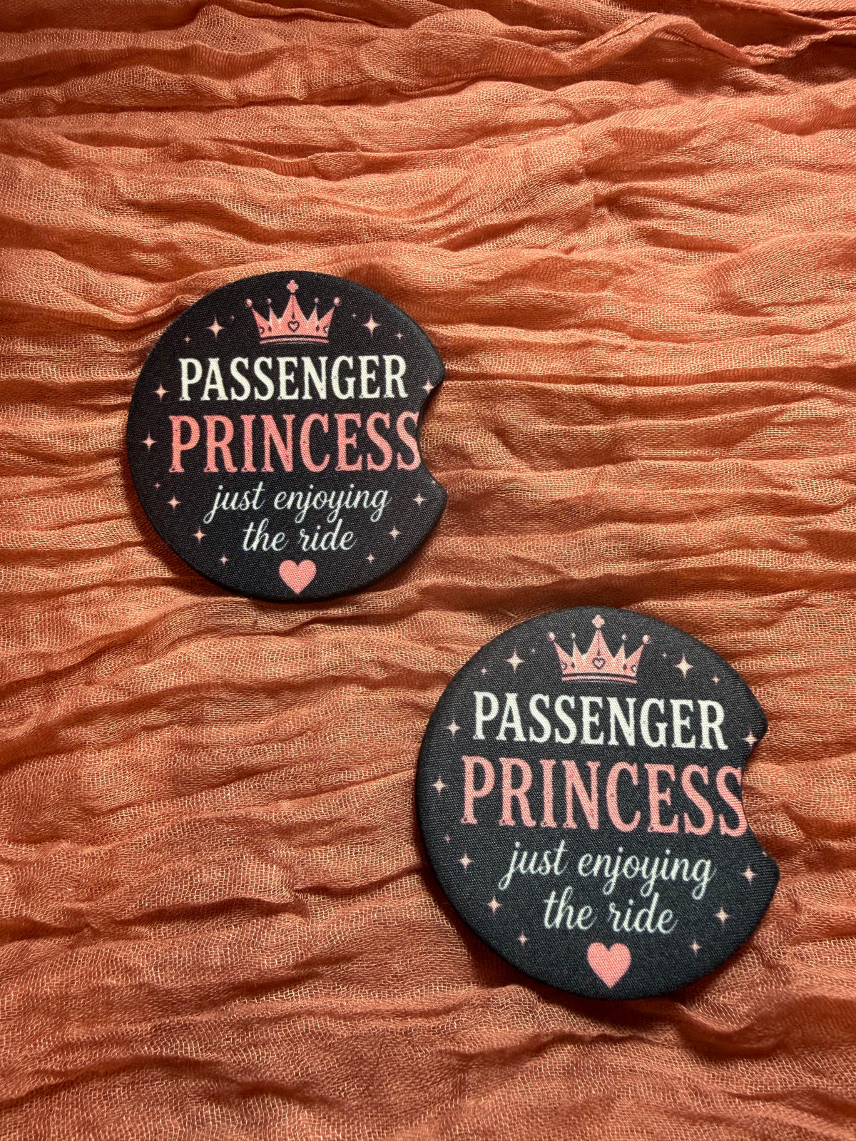 Passenger Princess Car Coasters – “Just Enjoying the Ride” Girly Car Accessories